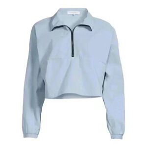 WeWoreWhat Cropped Nylon Mock Neck 1/4 Zip Pullover